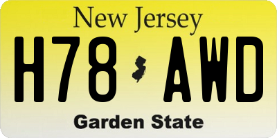 NJ license plate H78AWD