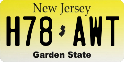 NJ license plate H78AWT