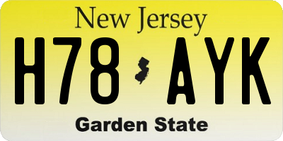 NJ license plate H78AYK
