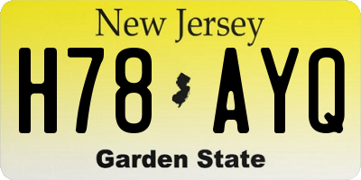 NJ license plate H78AYQ