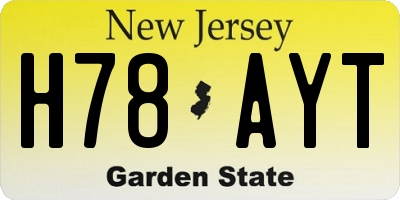 NJ license plate H78AYT