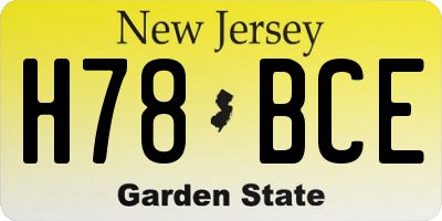 NJ license plate H78BCE