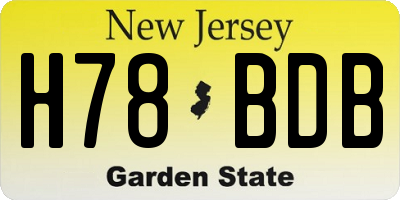 NJ license plate H78BDB