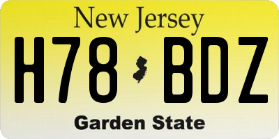 NJ license plate H78BDZ