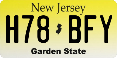 NJ license plate H78BFY
