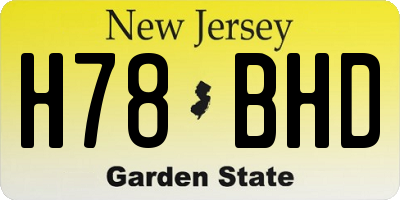 NJ license plate H78BHD