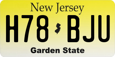 NJ license plate H78BJU