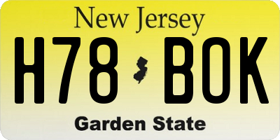 NJ license plate H78BOK