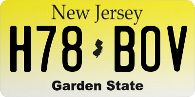 NJ license plate H78BOV