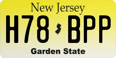 NJ license plate H78BPP