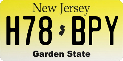 NJ license plate H78BPY