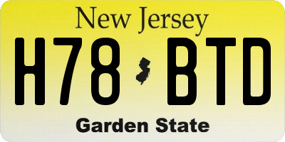NJ license plate H78BTD
