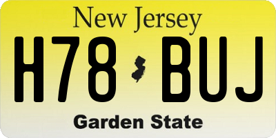 NJ license plate H78BUJ