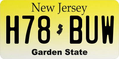 NJ license plate H78BUW