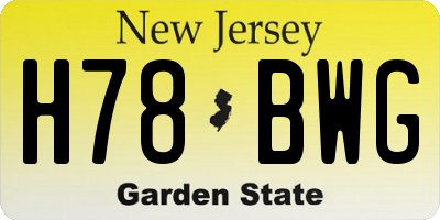 NJ license plate H78BWG