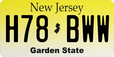 NJ license plate H78BWW