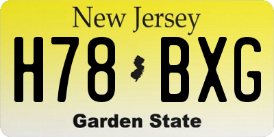 NJ license plate H78BXG