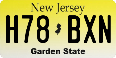 NJ license plate H78BXN
