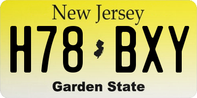 NJ license plate H78BXY