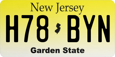 NJ license plate H78BYN