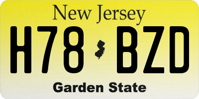 NJ license plate H78BZD