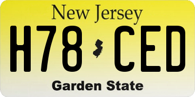NJ license plate H78CED