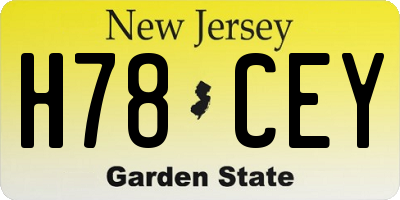 NJ license plate H78CEY