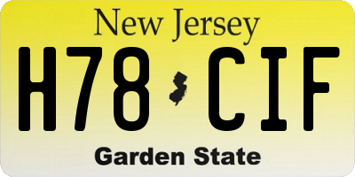 NJ license plate H78CIF