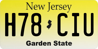 NJ license plate H78CIU