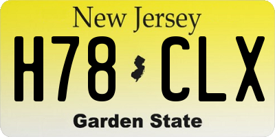 NJ license plate H78CLX