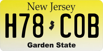 NJ license plate H78COB
