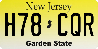 NJ license plate H78CQR