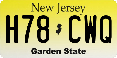 NJ license plate H78CWQ
