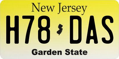 NJ license plate H78DAS