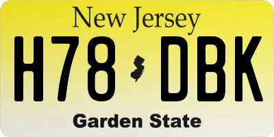 NJ license plate H78DBK