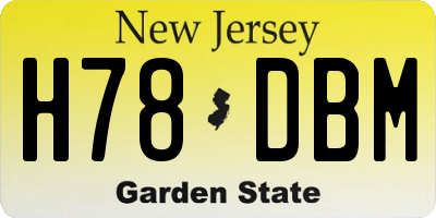 NJ license plate H78DBM