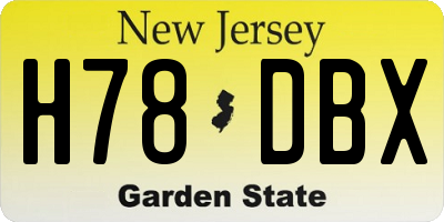 NJ license plate H78DBX