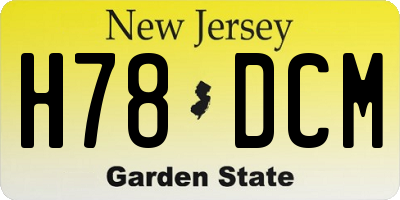 NJ license plate H78DCM