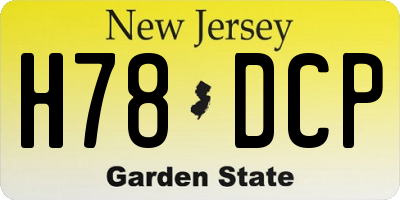 NJ license plate H78DCP