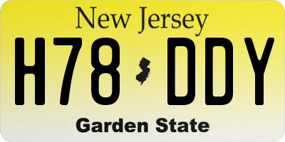 NJ license plate H78DDY