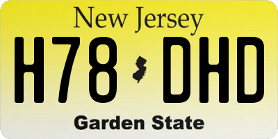NJ license plate H78DHD