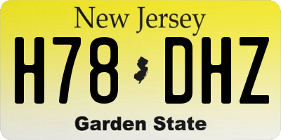 NJ license plate H78DHZ