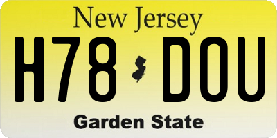 NJ license plate H78DOU