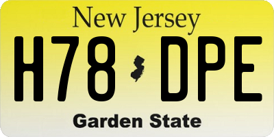 NJ license plate H78DPE