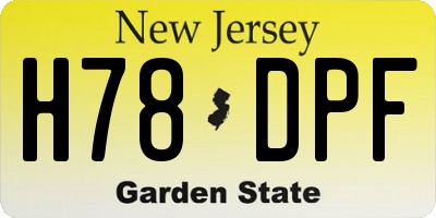 NJ license plate H78DPF