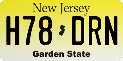 NJ license plate H78DRN