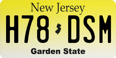 NJ license plate H78DSM