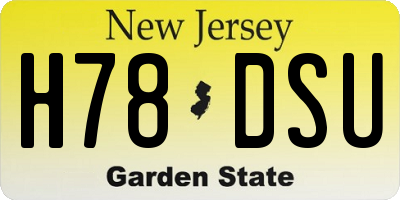 NJ license plate H78DSU
