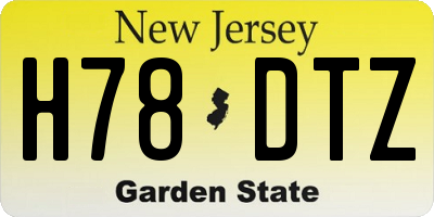 NJ license plate H78DTZ