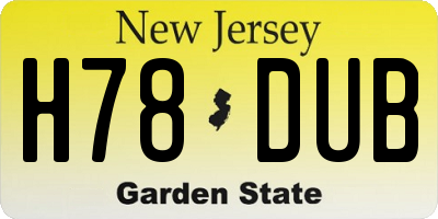 NJ license plate H78DUB